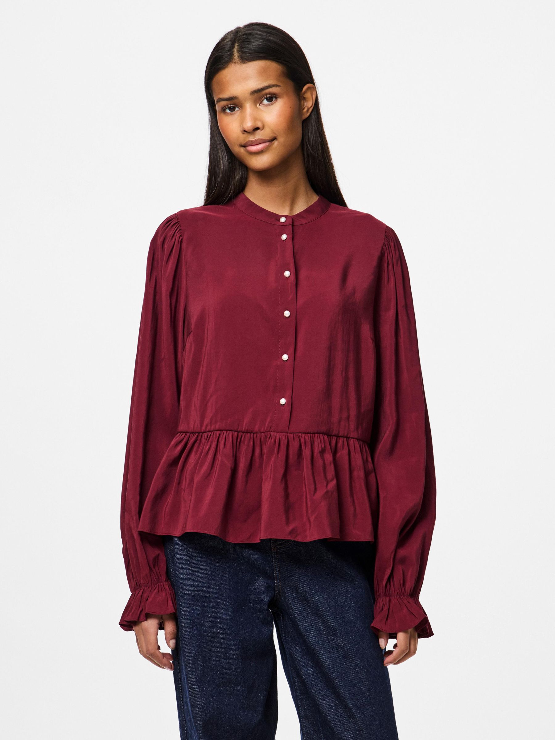 PCNESSA PEPLUM LONG SLEEVED BLOUSE 1 PCNESSA PEPLUM LONG SLEEVED BLOUSE