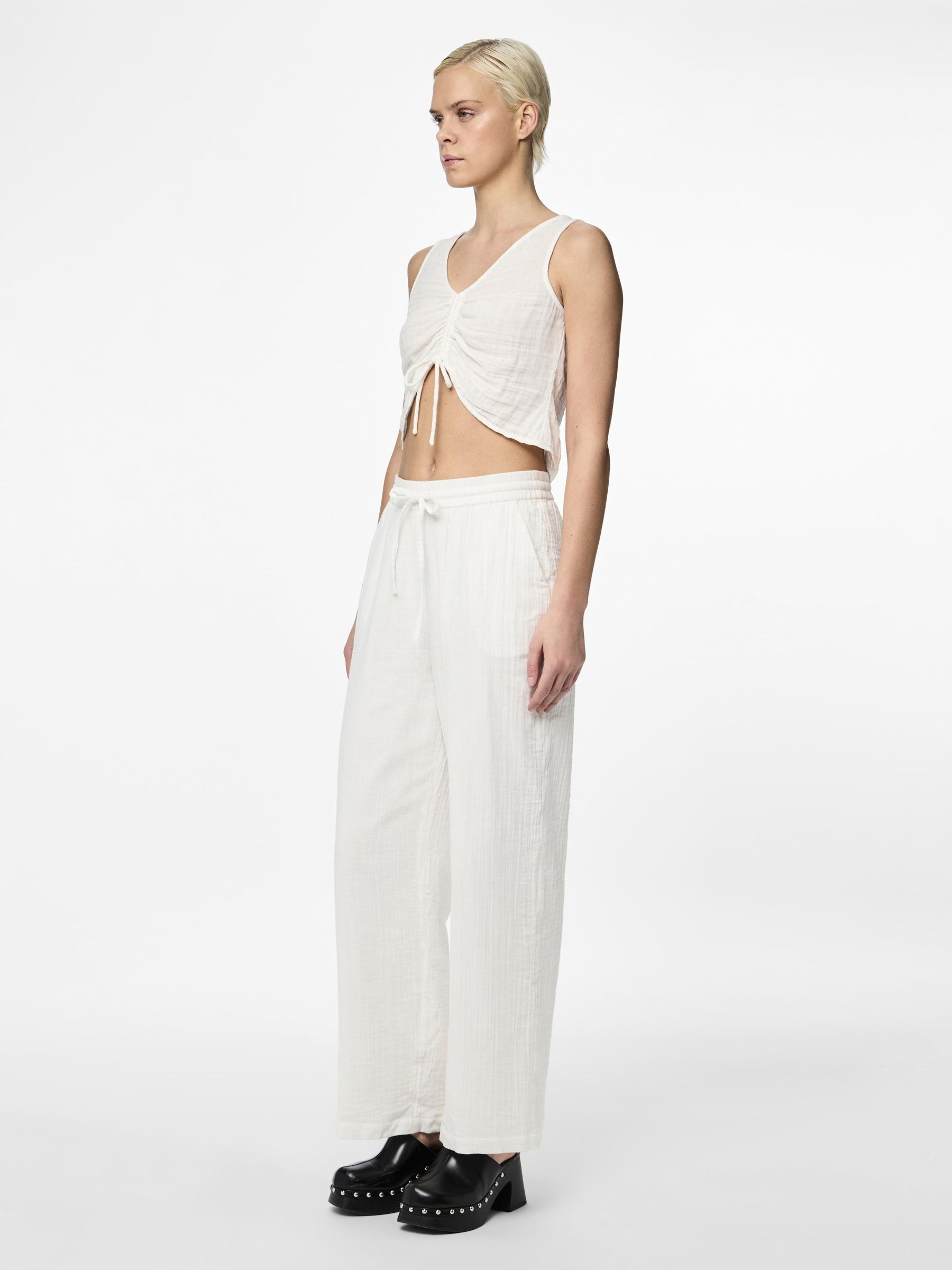 PCMASTINA COTTON WIDE-LEG TROUSERS 1 PCMASTINA COTTON WIDE-LEG TROUSERS