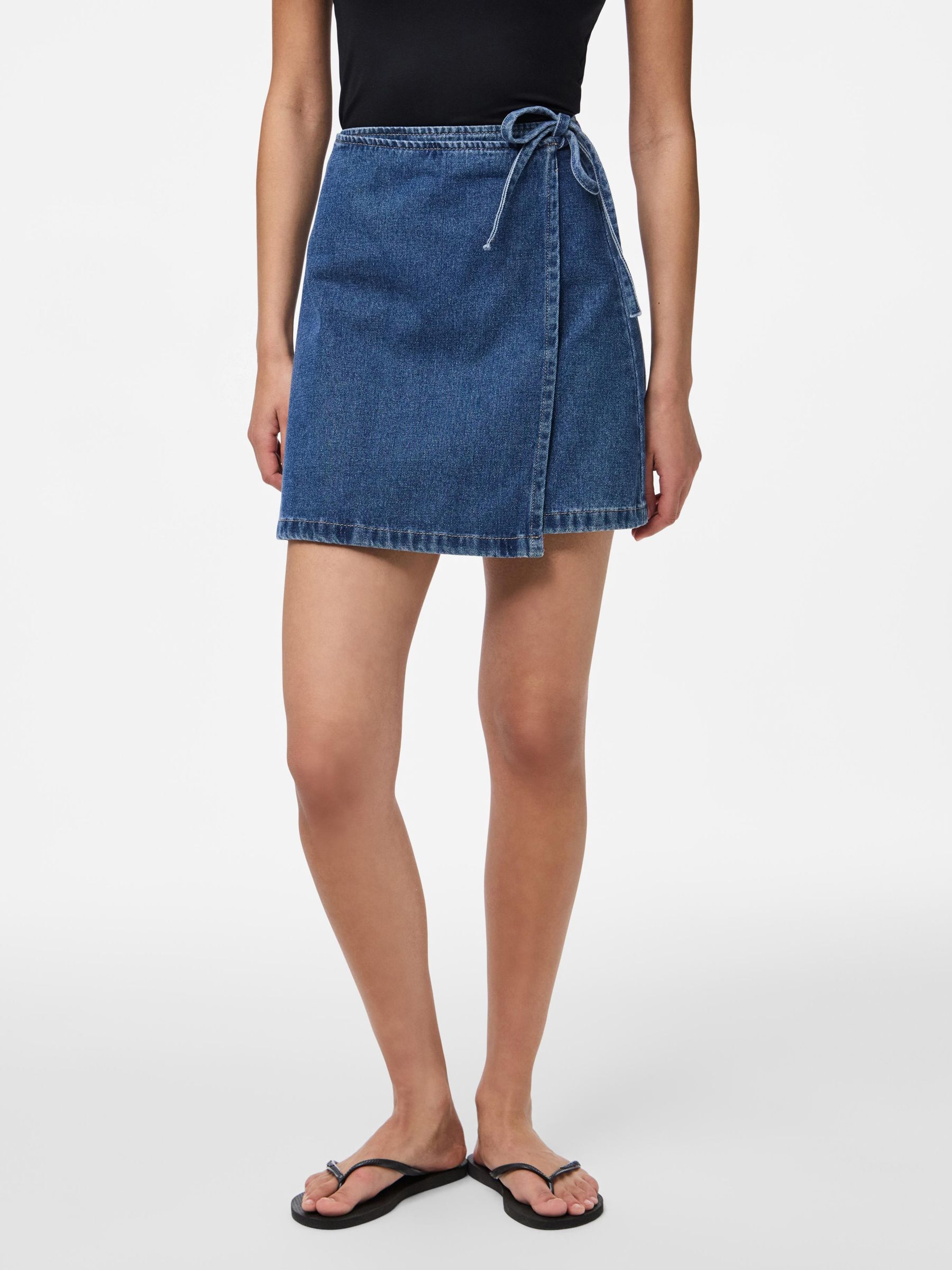 PCFIBBO HW WRAP DENIM MINI SKIRT