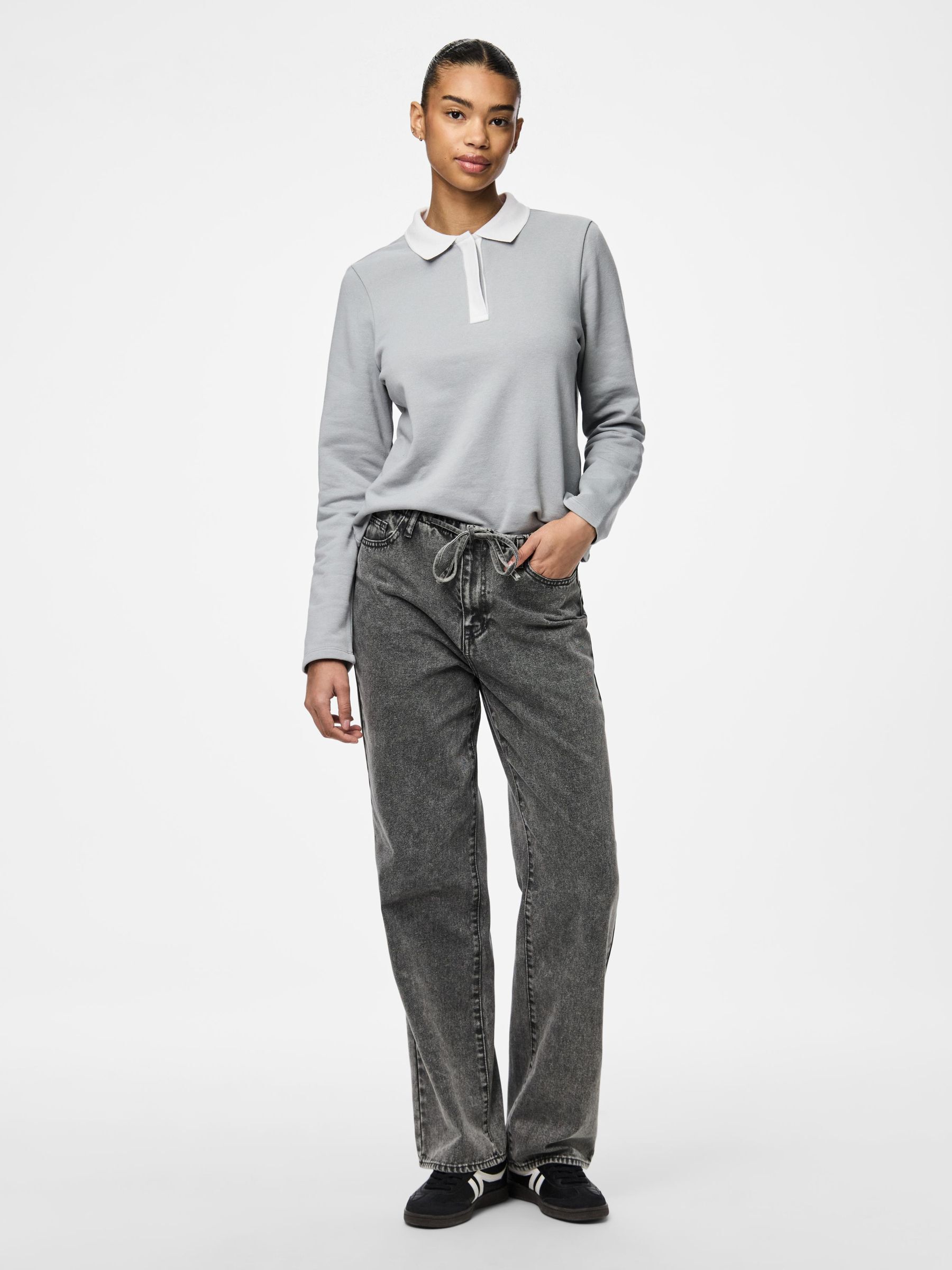 PCFANU MW TIE WIDE FIT JEANS 1 PCFANU MW TIE WIDE FIT JEANS