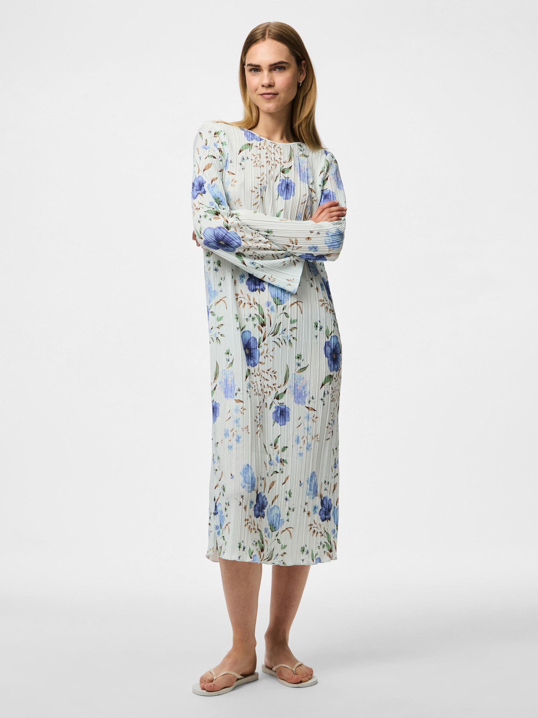 PCAMBER PLISSE MIDI DRESS