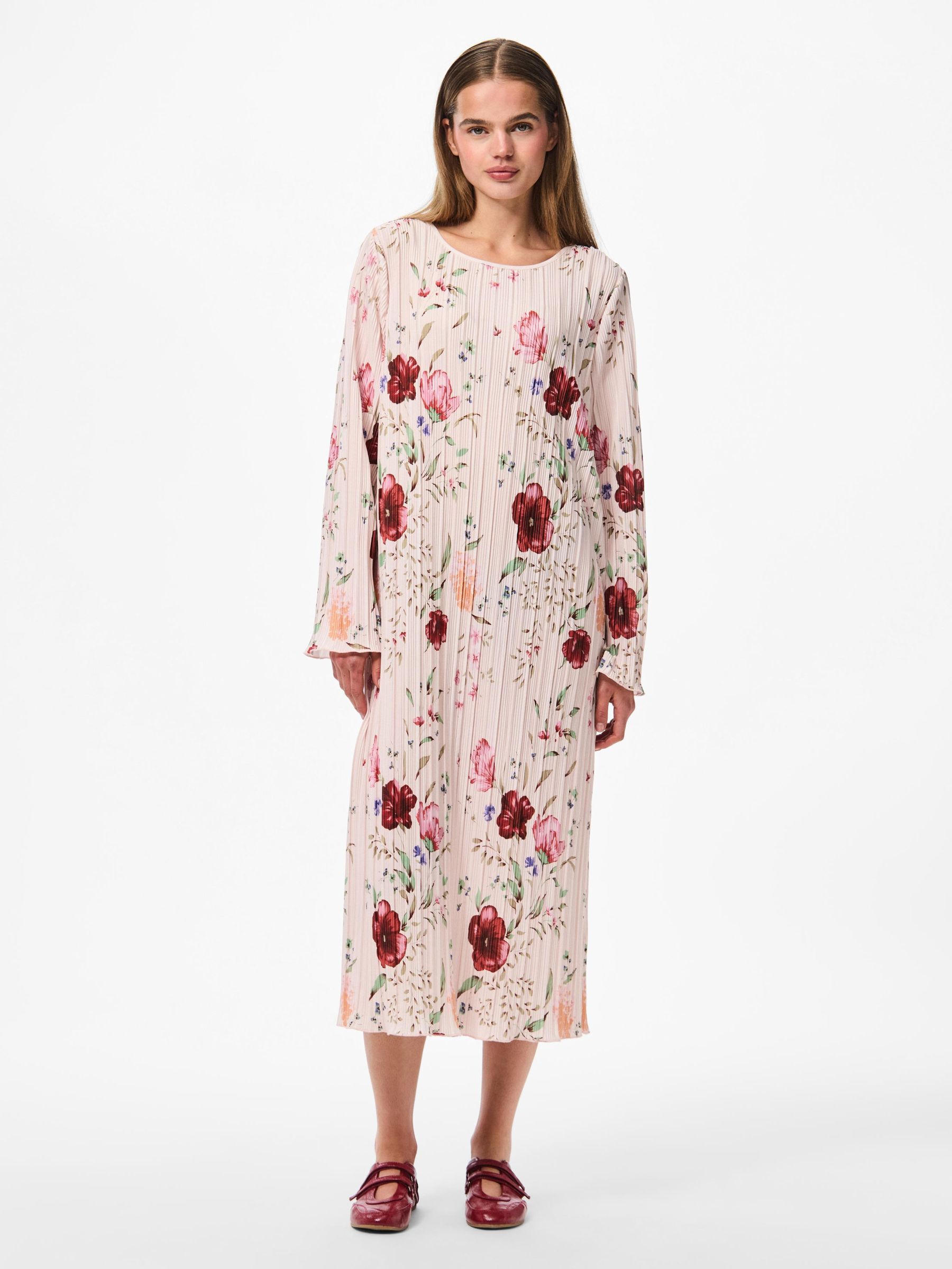 PCAMBER PLISSE MIDI DRESS