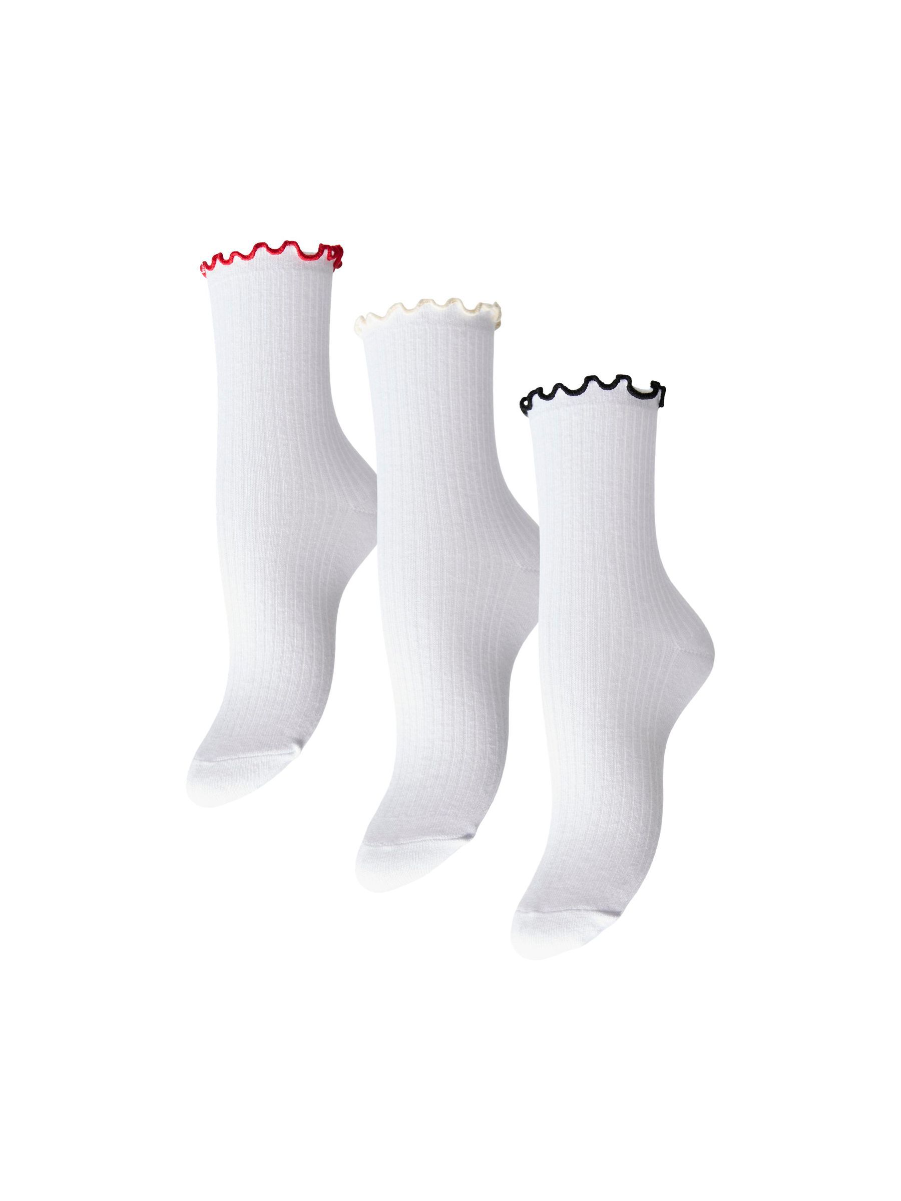 PCAFIA CONTRAST FRILL 3 PACK  SOCKS