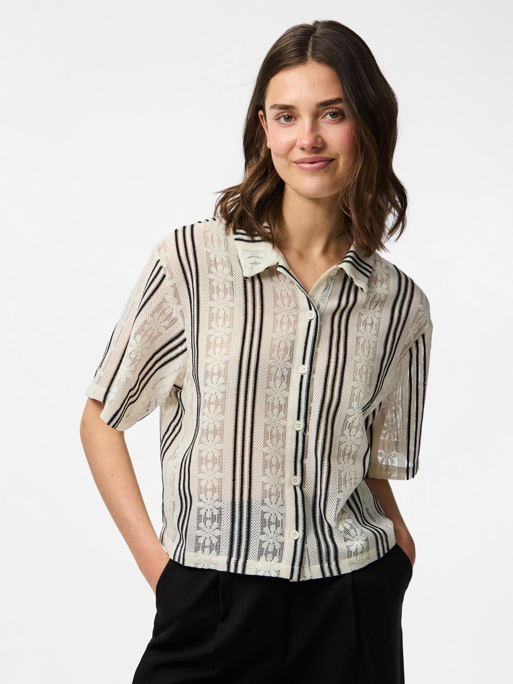PCMALLORY 2/4 LACE DETAIL SHIRT