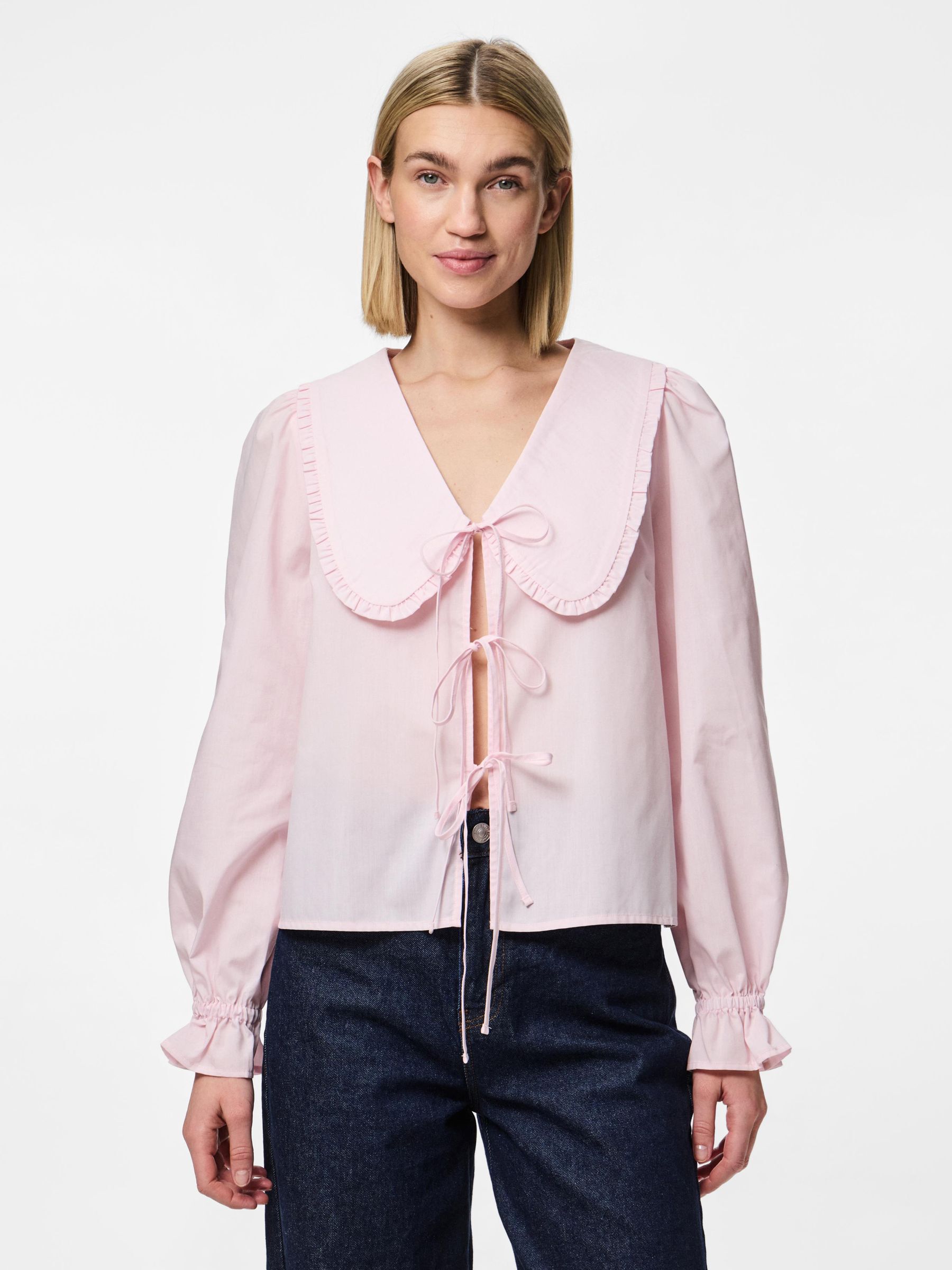 PCAGNES TIE LONG SLEEVED TOP 1 PCAGNES TIE LONG SLEEVED TOP
